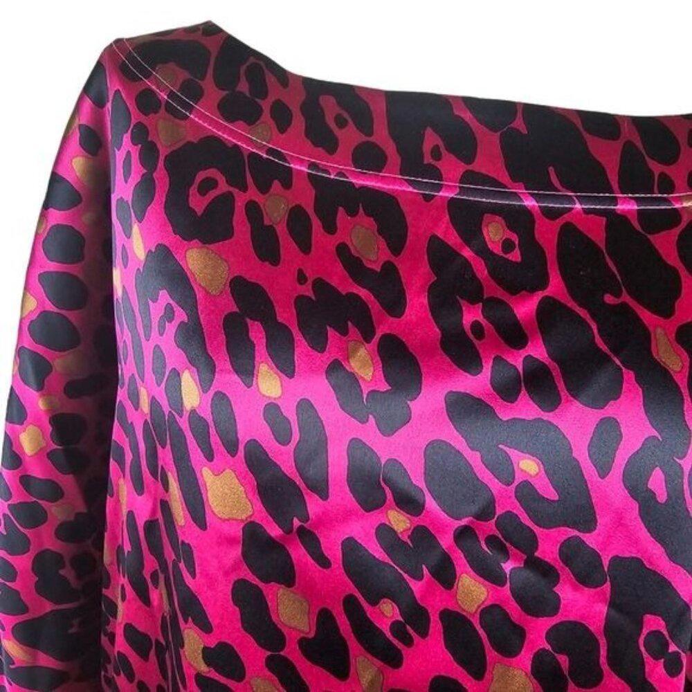 St John Raspberry Leopard Print Stretchy Silk Blo… - image 3